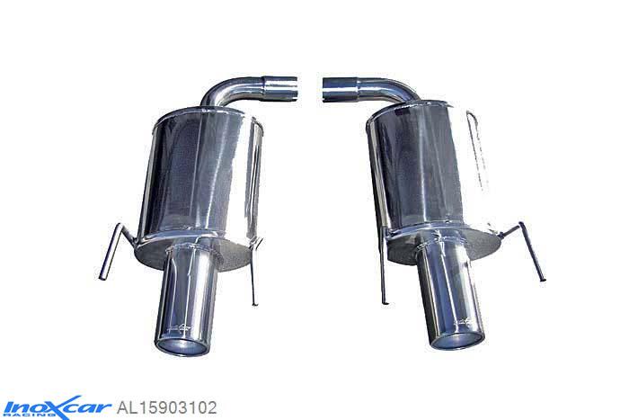 IX AL15903102, Alfa Romeo 159 2.4 JTD (200PK) 2005-, Inoxcar Rear silencer 1X102mm Left and Right Stainless steel, With E.E.C. homologation