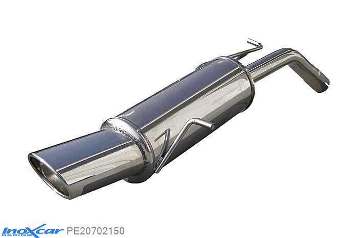 IX PE20702150, Peugeot 207 1.6 16V GTI (175PK) 2007- Diameter 55mm, Inoxcar Rear silencer 1X150X105 Stainless steel, With E.E.C. homologation