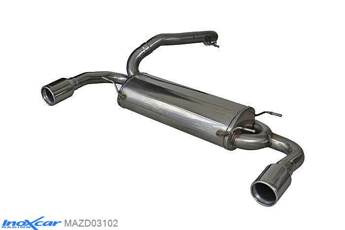 IX MAZD03102, Mazda 3 (BL) 2.3 TURBO DI 16V MPS (260PK) 2010-, Inoxcar Rear silencer 1X102mm Left and Right Stainless steel, Without E.E.C. homologation