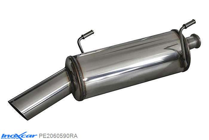 IX PE2060590RA, Peugeot 206 1.4 (75PK) 2001-2006, Inoxcar Rear silencer 1X90 RALLY Stainless steel, With E.E.C. homologation