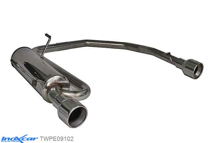 IX TWPE09102, Peugeot 206 CC 2.0 16V (136PK) 2001-2004, Inoxcar Rear Rear silencerencer left / right 1X102mm Stainless steel, With E.E.C. homologation