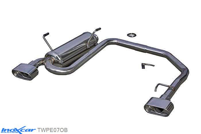 IX TWPE07OB, Peugeot 206 GT WRC (135PK), Inoxcar Rear Rear silencerencer left / right 1XFlat Oval Stainless steel, With E.E.C. homologation