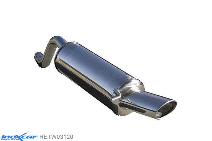 IX RETW03120, Renault Twingo II (N) RS SPORT 1.6 16V (133PK) 2009- Diameter 50mm, Inoxcar Rear silencer 1X120X80mm Stainless steel, With E.E.C. homologation