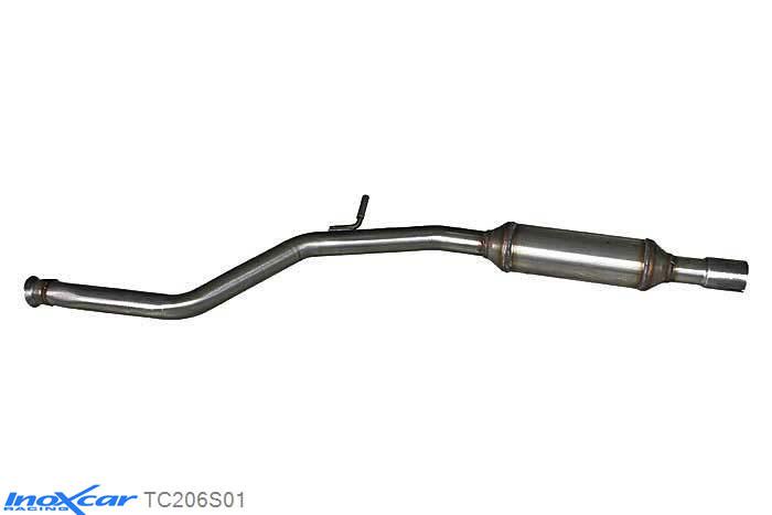 IX TC206S01, Peugeot 206 2.0 16V GTI (136PK) 1999-2004, Inoxcar Central pipe with silencer Stainless steel, With E.E.C. homologation