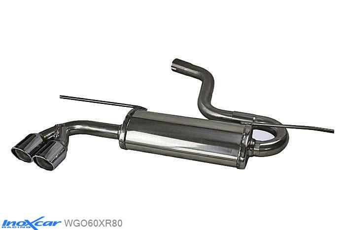 IX WGO60XR80, VW Golf VII 1.4 TSI (140-150PK) 2013-, Inoxcar Rear silencer 2X80mm X-RACE Stainless steel, With E.E.C. homologation