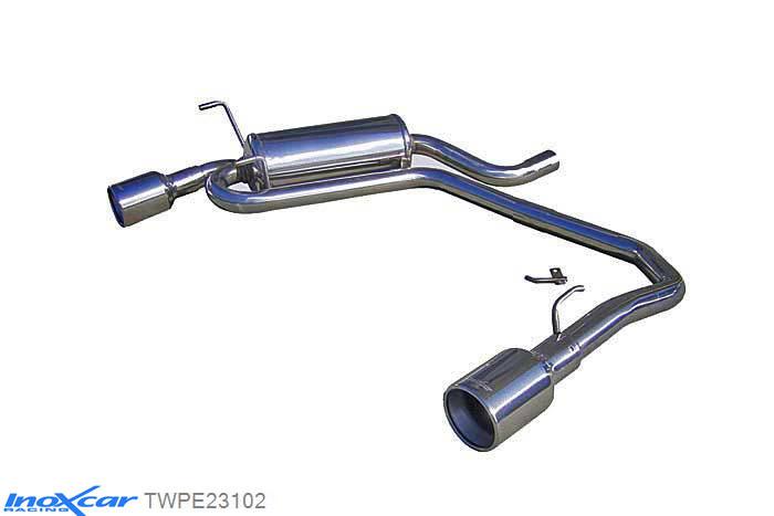 IX TWPE23102, Peugeot 406 1.8 (110PK) 1997-, Inoxcar Rear Rear silencerencer left / right 1X102mm Stainless steel, With E.E.C. homologation