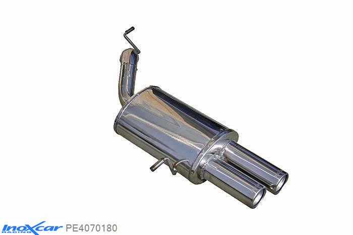 IX PE4070180, Peugeot 407 2.7 24V HDI (204PK) 2006-, Inoxcar Rear silencer 2X80mm Stainless steel, Without E.E.C. homologation