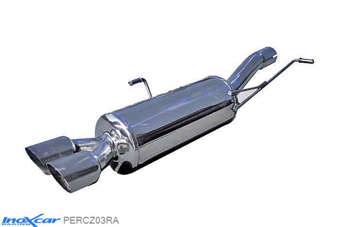 IX PERCZ03RA, Peugeot RCZ (4J) 1.6 THP (200PK) 2010-, Inoxcar Rear silencer 2X80mm RACING Stainless steel, With E.E.C. homologation