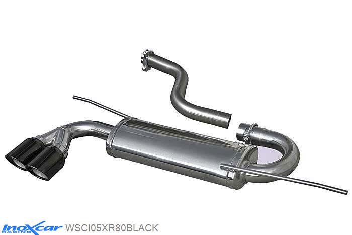 IX WSCI05XR80BLACK, VW Scirocco III 2.0 TDi (140PK) 2008-, Inoxcar Rear silencer 2X80mm X-RACE BLACK EDITION Stainless steel, With E.E.C. homologation