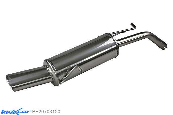 IX PE20703120, Peugeot 207 1.6 16V THP (150PK) 2006- Diameter 50mm, Inoxcar Rear silencer 1X120X80mm Stainless steel, With E.E.C. homologation