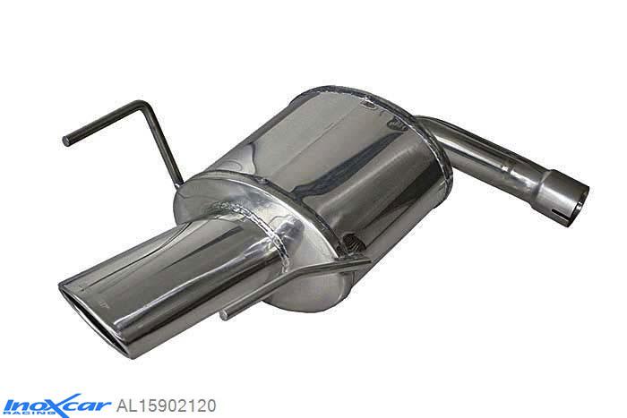 IX AL15902120, Alfa Romeo 159 1.9 JTD (115PK-120PK-150PK) 2005- Diameter 55mm, Inoxcar Rear silencer 1X120X80mm Stainless steel, With E.E.C. homologation