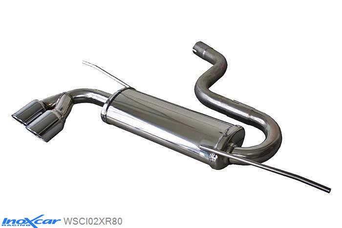 IX WSCI02XR80, VW Scirocco III 1.4 TSI (155PK) 2008- Diameter 55mm, Inoxcar Rear silencer 2X80mm X-RACE Stainless steel, With E.E.C. homologation