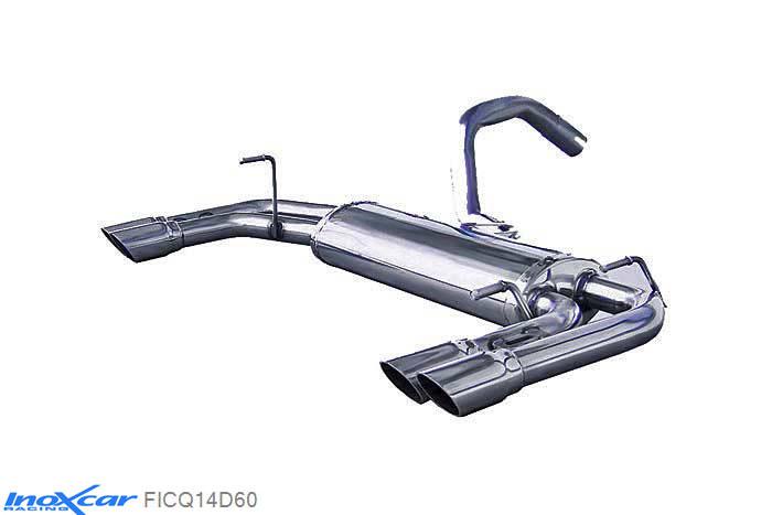 IX FICQ14D60, Abarth 595 1.4 TURBO T-JET (160PK) 2012-, Inoxcar Rear silencer 2X60 RACING Left and Right Stainless steel, With E.E.C. homologation