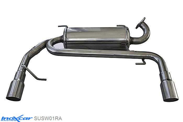 IX SUSW01RA, Suzuki Swift (MZ/EZ) 1.6 16V SPORT (125PK) 2006-, Inoxcar Rear silencer 1X80mm RACING Left and Right Stainless steel, With E.E.C. homologation