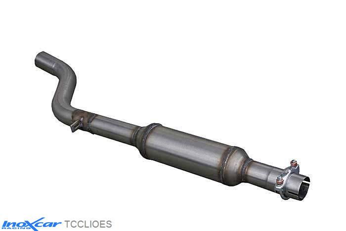 IX TCCLIOES, Renault Clio III (R) RS 2.0i (200PK) / RS GORDINI (203PK) 2010-, Inoxcar Central pipe with silencer Stainless steel, Without E.E.C. homologation