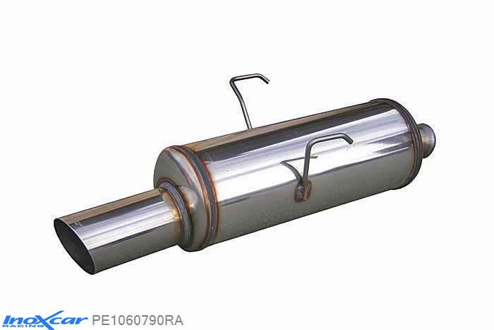 IX PE1060790RA, Peugeot 106 1.6 16V RALLYE / GTI / 1.6 16V 1996-2003, Inoxcar Rear silencer 1X90 RALLY Stainless steel, With E.E.C. homologation