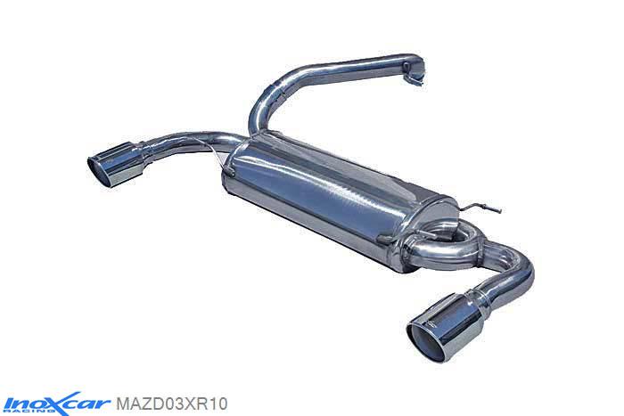 IX MAZD03XR10, Mazda 3 (BL) 2.3 TURBO DI 16V MPS (260PK) 2010-, Inoxcar Rear silencer 1X100 X-RACE Left and Right Stainless steel, Without E.E.C. homologation