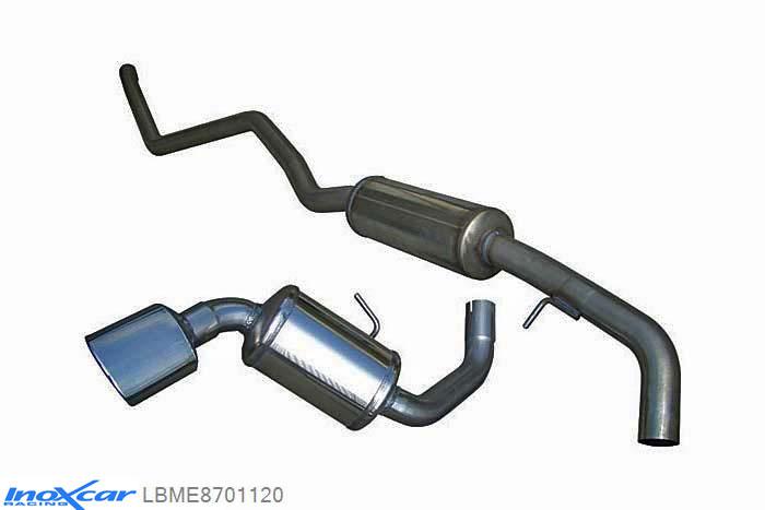 IX LBME8701120, BMW 1 serie (E81/E82/E87/E88) 120D (163PK) 2004-, Inoxcar Central pipe with silencer + Rear silencer 1X120X80mm Stainless steel, Without E.E.C. homologation