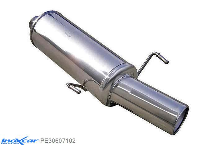 IX PE30607102, Peugeot 306 1.6 CABRIO (89PK) 1993-1997, Inoxcar Rear silencer 1X102mm Stainless steel, With E.E.C. homologation