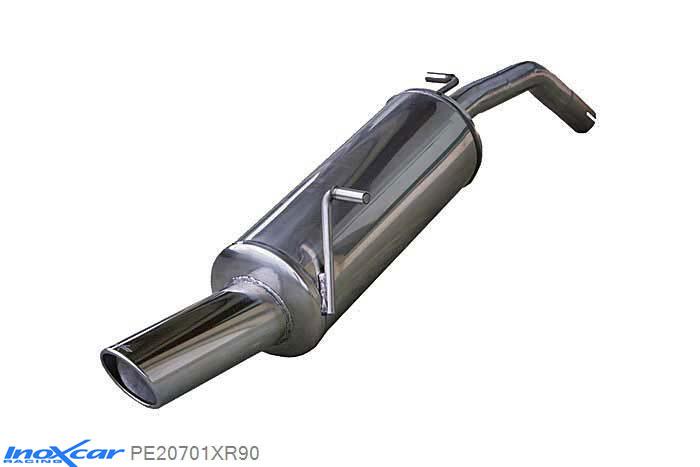IX PE20701XR90, Peugeot 207 1.4 16V (90PK) 2006- Diameter 42mm, Inoxcar Rear silencer 1X90 X-RACE Stainless steel, With E.E.C. homologation