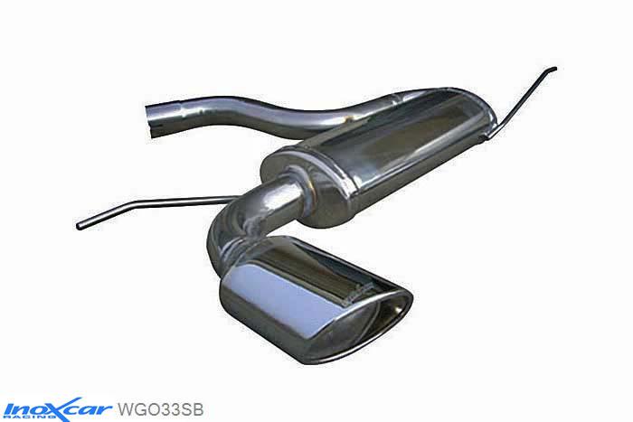 IX WGO33SB, VW Golf V 1.6 (102PK) 2004-, Inoxcar Rear silencer 1X120X80mm OBLIQUO Stainless steel, With E.E.C. homologation