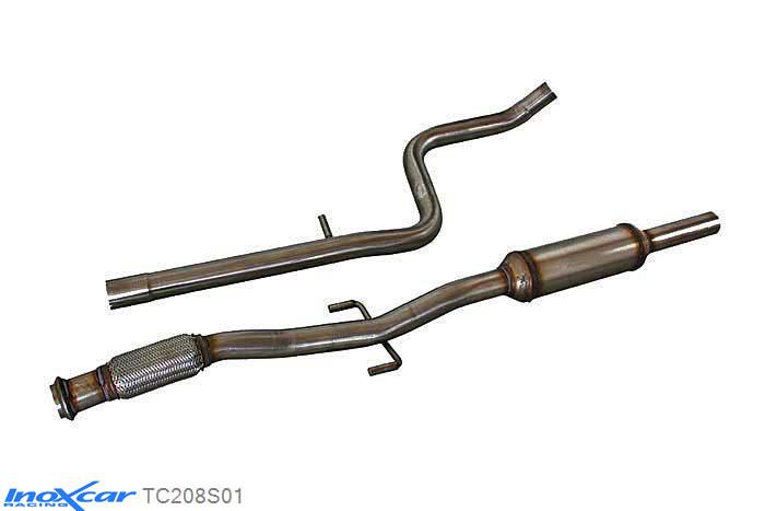IX TC208S01, Peugeot 208 1.6 16V TURBO GTI 30TH (208PK), 2015- , Diameter 55mm, Inoxcar Central pipe with silencer Stainless steel, Without E.E.C. homologation