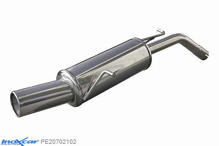 IX PE20702102, Peugeot 207 1.6 16V GTI (175PK) 2007- Diameter 55mm, Inoxcar Rear silencer 1X102mm Stainless steel, With E.E.C. homologation