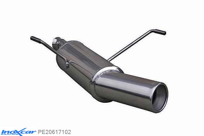 IX PE20617102, Peugeot 206 SW 1.6 16V (110PK) 2002-, Inoxcar Rear silencer 1X102mm Stainless steel, With E.E.C. homologation