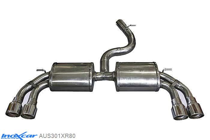 IX AUS301XR80, Audi A3 (8V) SPORTBACK S3 2.0i TFSI (300PK), 2013-, Inoxcar Rear silencer 2X80mm X-RACE Left and Right Stainless steel, With E.E.C. homologation