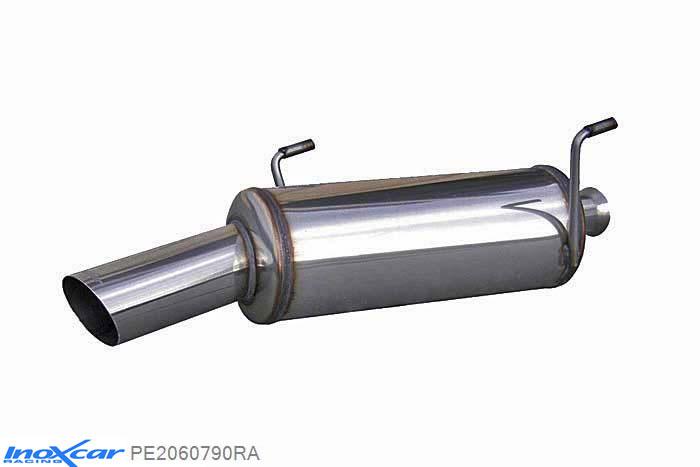 IX PE2060790RA, Peugeot 206 2.0 16V GTI (136PK) 1999-2004, Inoxcar Rear silencer 1X90 RALLY Stainless steel, With E.E.C. homologation