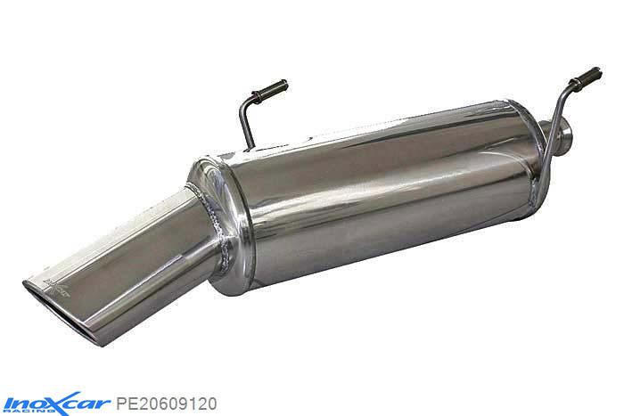 IX PE20609120, Peugeot 206 CC 1.6 16V (109PK) 2001-, Inoxcar Rear silencer 1X120X80mm Stainless steel, With E.E.C. homologation