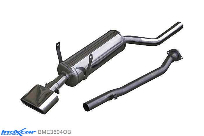 IX BME3604OB, BMW 3 serie (E36) 318 IS (140PK) 1992-, Inoxcar Rear silencer 1XFlat Oval Stainless steel, With E.E.C. homologation