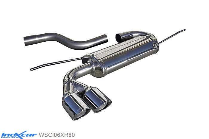 IX WSCI06XR80, VW Scirocco III 2.0 TDi (170PK) 2008-, Inoxcar Rear silencer 2X80mm X-RACE Stainless steel, With E.E.C. homologation