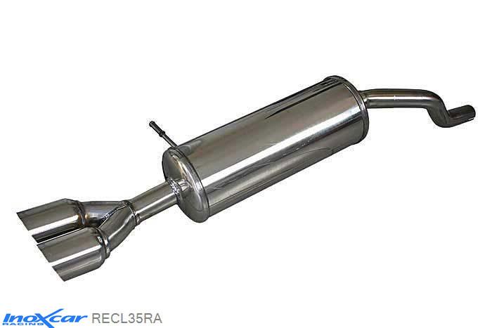 IX RECL35RA, Renault Clio IV (R) 1.2 GT (120PK) 2013-, Inoxcar Rear silencer 2X80mm RACING Stainless steel, With E.E.C. homologation