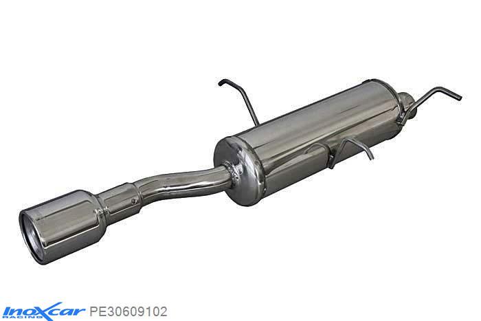 IX PE30609102, Peugeot 306 2.0 16V CABRIO (133PK) 1997-, Inoxcar Rear silencer 1X102mm Stainless steel, With E.E.C. homologation