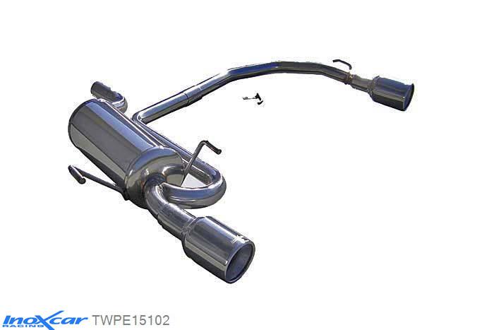 IX TWPE15102, Peugeot 406 1.8 (101PK) 1995-, Inoxcar Rear Rear silencerencer left / right 1X102mm Stainless steel, With E.E.C. homologation