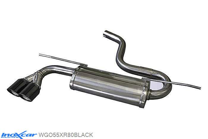 IX WGO55XR80BLACK, VW Golf VII 1.4 (125PK) 2013-, Inoxcar Rear silencer 2X80mm X-RACE BLACK EDITION Stainless steel, With E.E.C. homologation