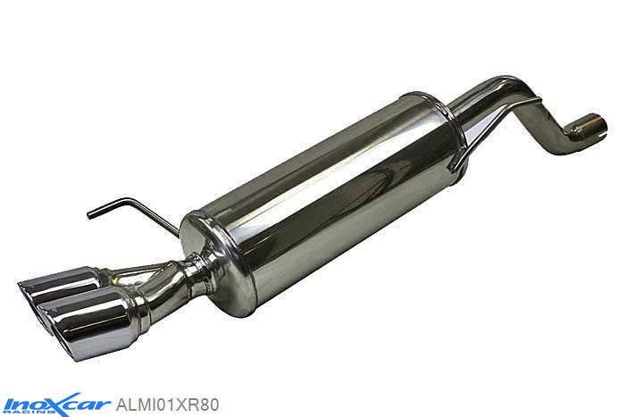 IX ALMI01XR80, Alfa Romeo Mito (955) 1.4 TB (155PK) 2008- Diameter 55mm, Inoxcar Rear silencer 2X80mm X-RACE Stainless steel, With E.E.C. homologation