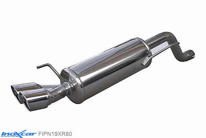 IX FIPN19XR80, Abarth Grande Punto 1.4 T-JET (155PK) 2007- Diameter 55mm, Inoxcar Rear silencer 2X80mm X-RACE Stainless steel, With E.E.C. homologation