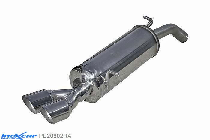 IX PE20802RA, Peugeot 208 1.6 16V TURBO GTI 30TH (208PK), 2015- , Diameter 55mm, Inoxcar Rear silencer 2X80mm RACING Stainless steel, With E.E.C. homologation