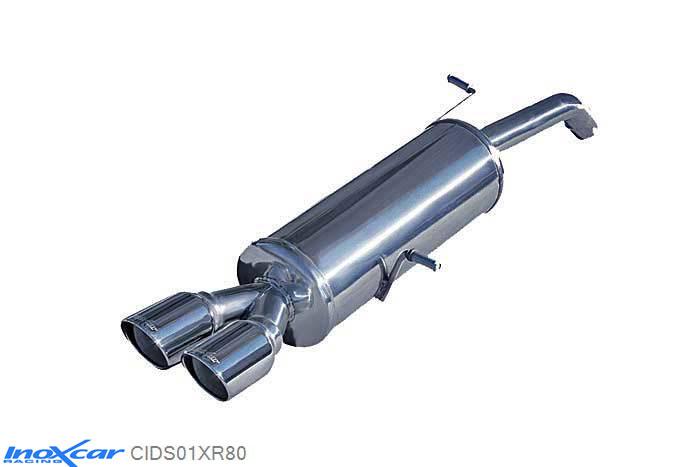 IX CIDS01XR80, Citroen DS3 1.6i 16V TURBO (155PK) 2010-  , Diameter 50mm, Inoxcar Rear silencer 2X80mm X-RACE Stainless steel, With E.E.C. homologation