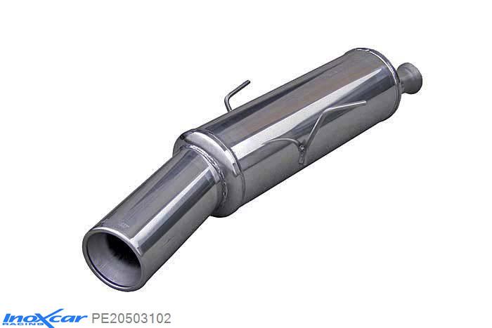 IX PE20503102, Peugeot 205 1.4 (75PK) 1988-, Inoxcar Rear silencer 1X102mm Stainless steel, With E.E.C. homologation
