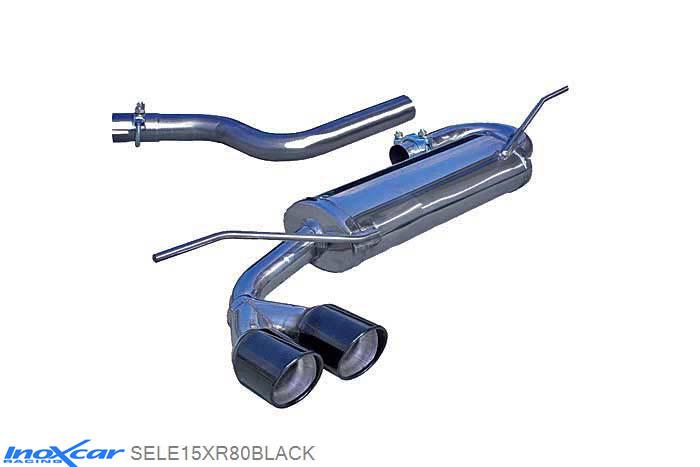 IX SELE15XR80BLACK, Seat Leon II (1P) 1.6 (102PK) 2005-, Inoxcar Rear silencer 2X80mm X-RACE BLACK EDITION Stainless steel, With E.E.C. homologation