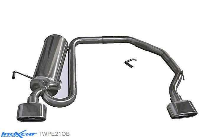 IX TWPE21OB, Peugeot 306 1.6 XS (89PK) 1993-1997, Inoxcar Rear Rear silencerencer left / right 1XFlat Oval Stainless steel, With E.E.C. homologation