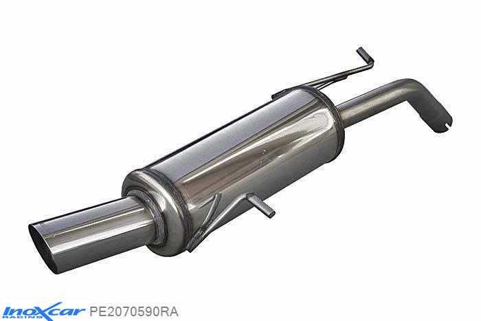 IX PE2070590RA, Peugeot 207 1.6 16V (120PK) 2007-, Inoxcar Rear silencer 1X90 RALLY Stainless steel, With E.E.C. homologation
