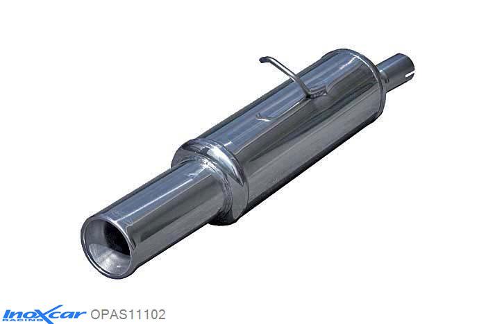 IX OPAS11102, Opel Astra F 1.8 16V (115PK) , 1 Ophangpunt,, Inoxcar Rear silencer 1X102mm Stainless steel, With E.E.C. homologation