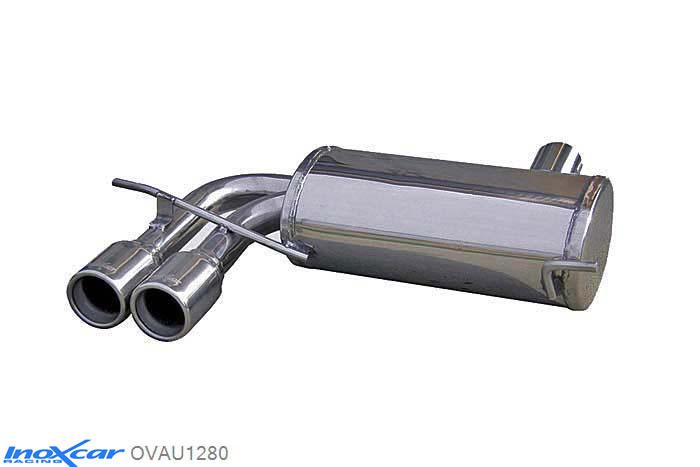 IX OVAU1280, Audi A3 (8P) S3 2.0 TFSI (265PK) 2006- Diameter 65mm, Inoxcar Rear silencer 2X80mm Stainless steel, With E.E.C. homologation