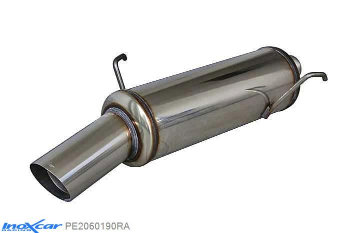 IX PE2060190RA, Peugeot 206 1.1 (60PK) -2000, Inoxcar Rear silencer 1X90 RALLY Stainless steel, With E.E.C. homologation