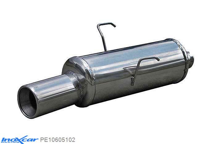 IX PE10605102, Peugeot 106 1.4 (75PK) 1996-2003, Inoxcar Rear silencer 1X102mm Stainless steel, With E.E.C. homologation