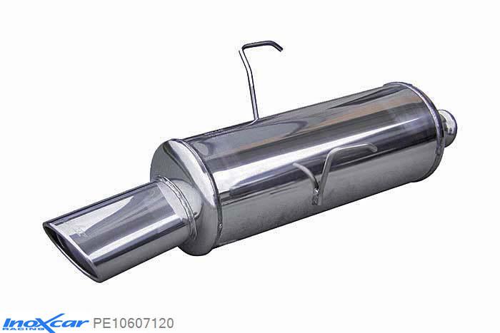 IX PE10607120, Peugeot 106 1.6 16V RALLYE / GTI / 1.6 16V 1996-2003, Inoxcar Rear silencer 1X120X80mm Stainless steel, With E.E.C. homologation